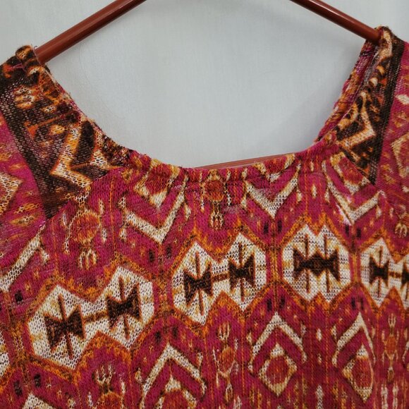 New Directions Top Woven Tapestry Abstract Peasant BOHO colorful fringe tie XL - Picture 3 of 12
